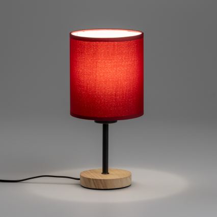 Brilagi - Tafellamp NUBILA WOOD 1xE27/25W/230V eiken/Pompejaanse rood