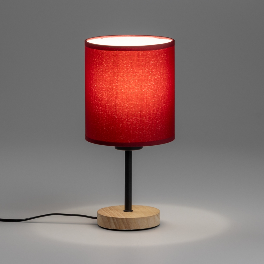 Brilagi - Tafellamp NUBILA WOOD 1xE27/25W/230V eiken/Pompejaanse rood