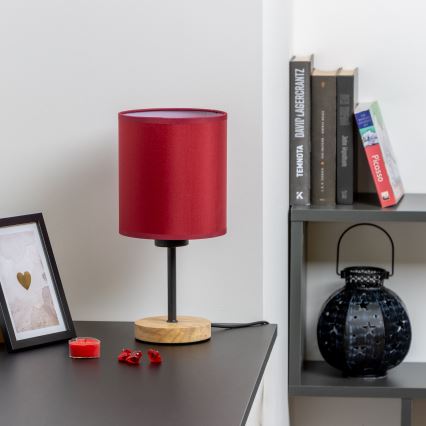 Brilagi - Tafellamp NUBILA WOOD 1xE27/25W/230V eiken/Pompejaanse rood