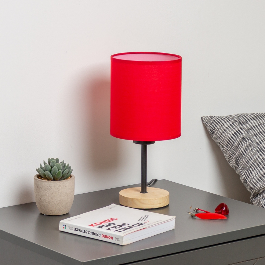 Brilagi - Tafellamp NUBILA WOOD 1xE27/25W/230V eiken/rood