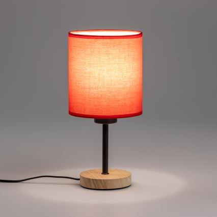 Brilagi - Tafellamp NUBILA WOOD 1xE27/25W/230V eiken/rood