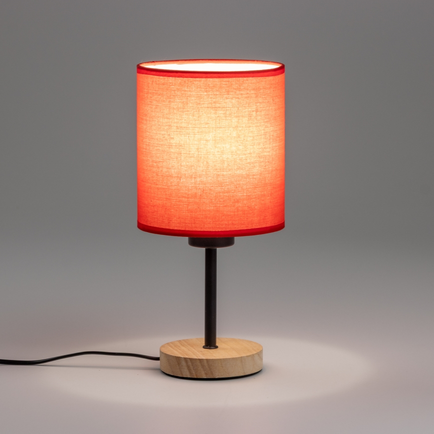 Brilagi - Tafellamp NUBILA WOOD 1xE27/25W/230V eiken/rood