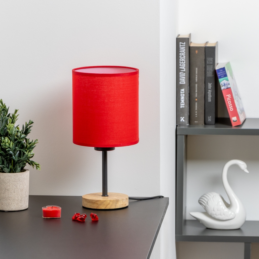Brilagi - Tafellamp NUBILA WOOD 1xE27/25W/230V eiken/rood