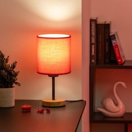 Brilagi - Tafellamp NUBILA WOOD 1xE27/25W/230V eiken/rood