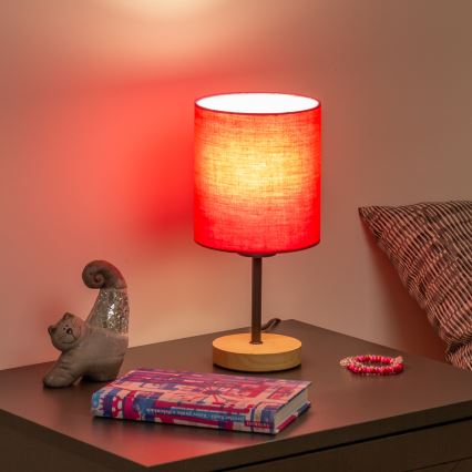 Brilagi - Tafellamp NUBILA WOOD 1xE27/25W/230V eiken/roze