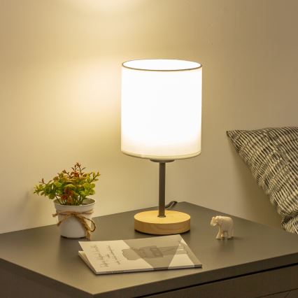Brilagi - Tafellamp NUBILA WOOD 1xE27/25W/230V eiken/wit
