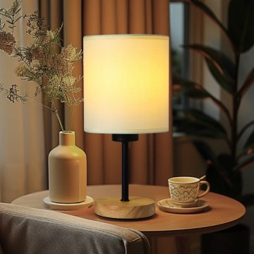 Brilagi - Tafellamp NUBILA WOOD 1xE27/25W/230V eiken/zwart/crème