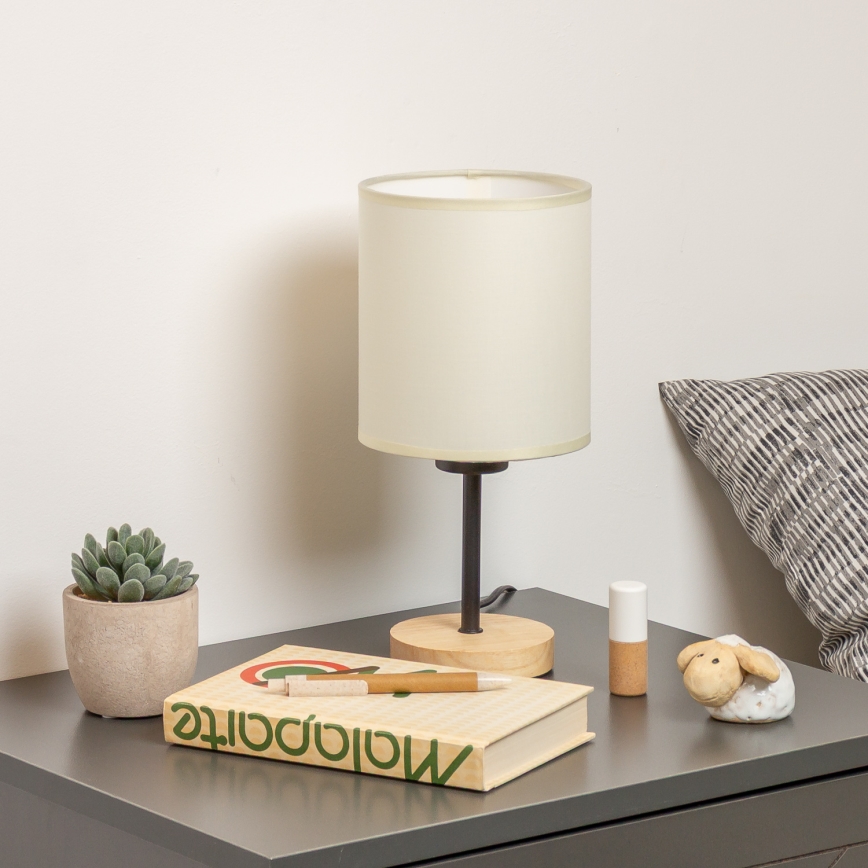 Brilagi - Tafellamp NUBILA WOOD 1xE27/25W/230V eiken/zwart/crème