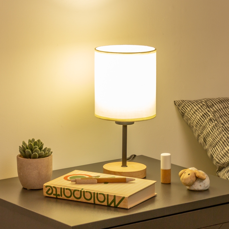 Brilagi - Tafellamp NUBILA WOOD 1xE27/25W/230V eiken/zwart/crème