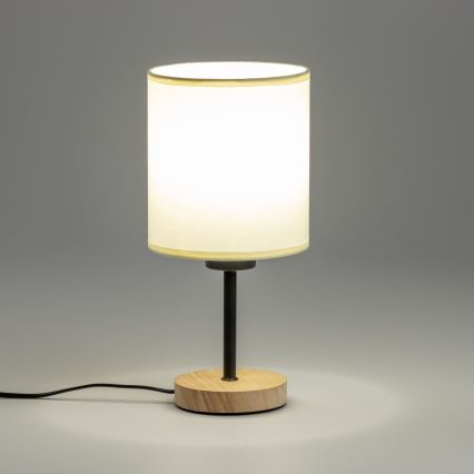 Brilagi - Tafellamp NUBILA WOOD 1xE27/25W/230V eiken/zwart/crème