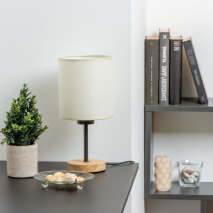 Brilagi - Tafellamp NUBILA WOOD 1xE27/25W/230V eiken/zwart/crème