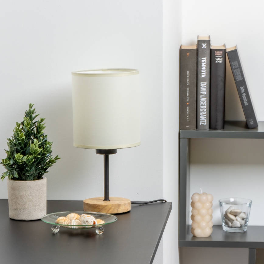 Brilagi - Tafellamp NUBILA WOOD 1xE27/25W/230V eiken/zwart/crème