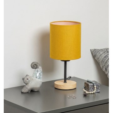 Brilagi - Tafellamp NUBILA WOOD 1xE27/25W/230V eiken/zwart/geel