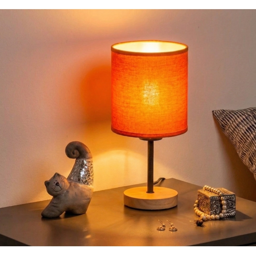 Brilagi - Tafellamp NUBILA WOOD 1xE27/25W/230V eiken/zwart/oranje