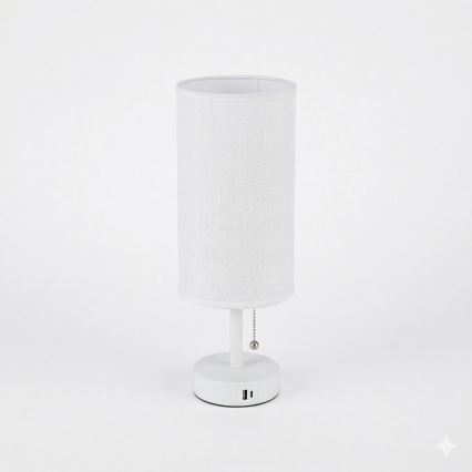 Brilagi - Tafellamp TABLON met USB-poort, 1x E27/25W/230V, wit