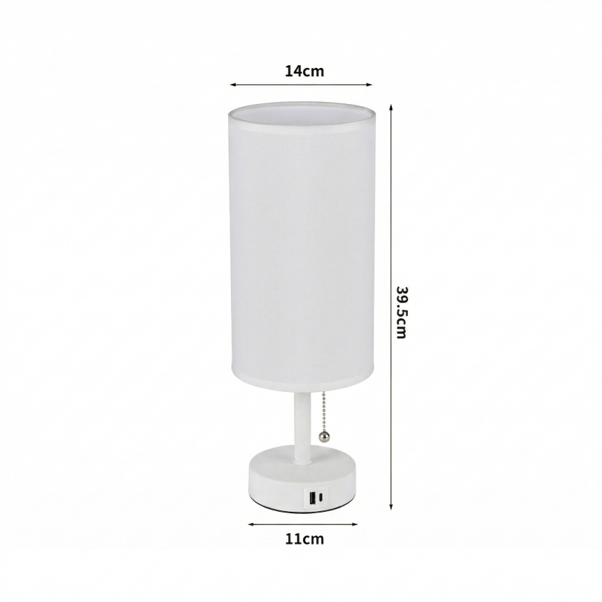 Brilagi - Tafellamp TABLON met USB-poort, 1x E27/25W/230V, wit