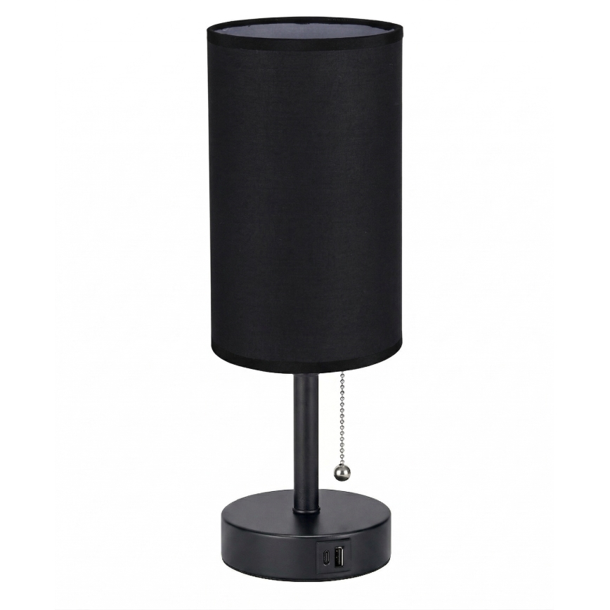 Brilagi - Tafellamp TABLON met USB-poort 1xE27/25W/230V zwart