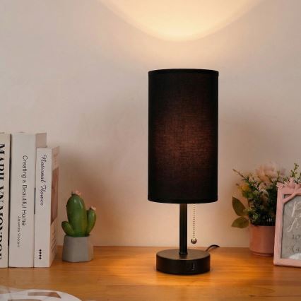 Brilagi - Tafellamp TABLON met USB-poort 1xE27/25W/230V zwart