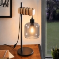 BRILAGI - Tafellamp WOOD GLASS 1xE27/40W/230V bruin/zwart/rookgrijs