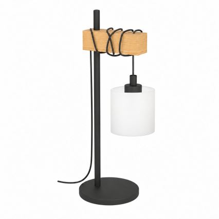 BRILAGI - Tafellamp WOOD GLASS 1xE27/40W/230V bruin/zwart/wit