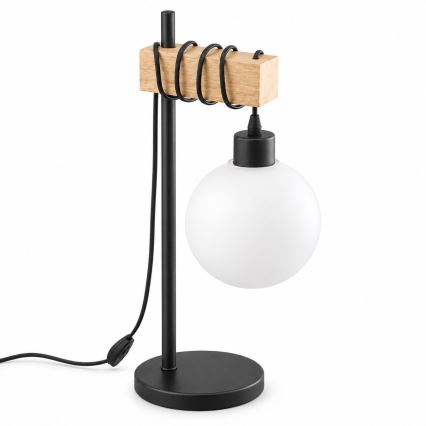 BRILAGI - Tafellamp WOOD GLASS 1xE27/40W/230V bruin/zwart/wit