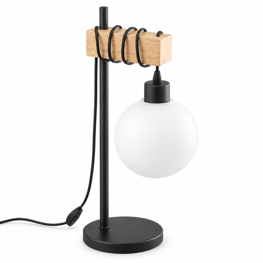 BRILAGI - Tafellamp WOOD GLASS 1xE27/40W/230V bruin/zwart/wit