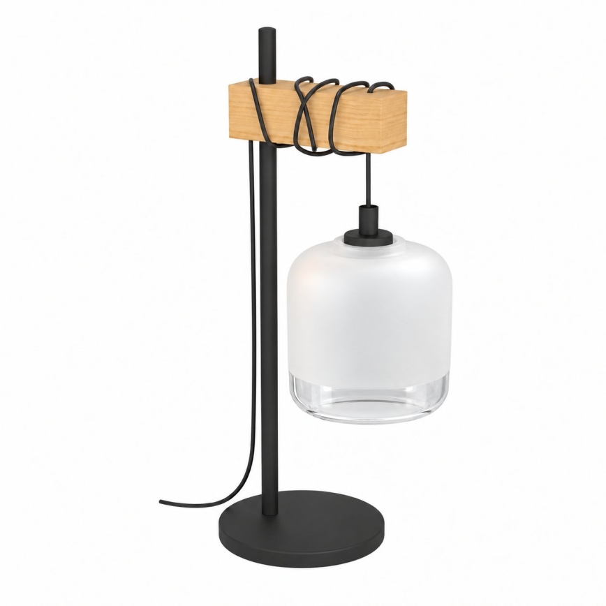 BRILAGI - Tafellamp WOOD GLASS 1xE27/40W/230V bruin/zwart/wit