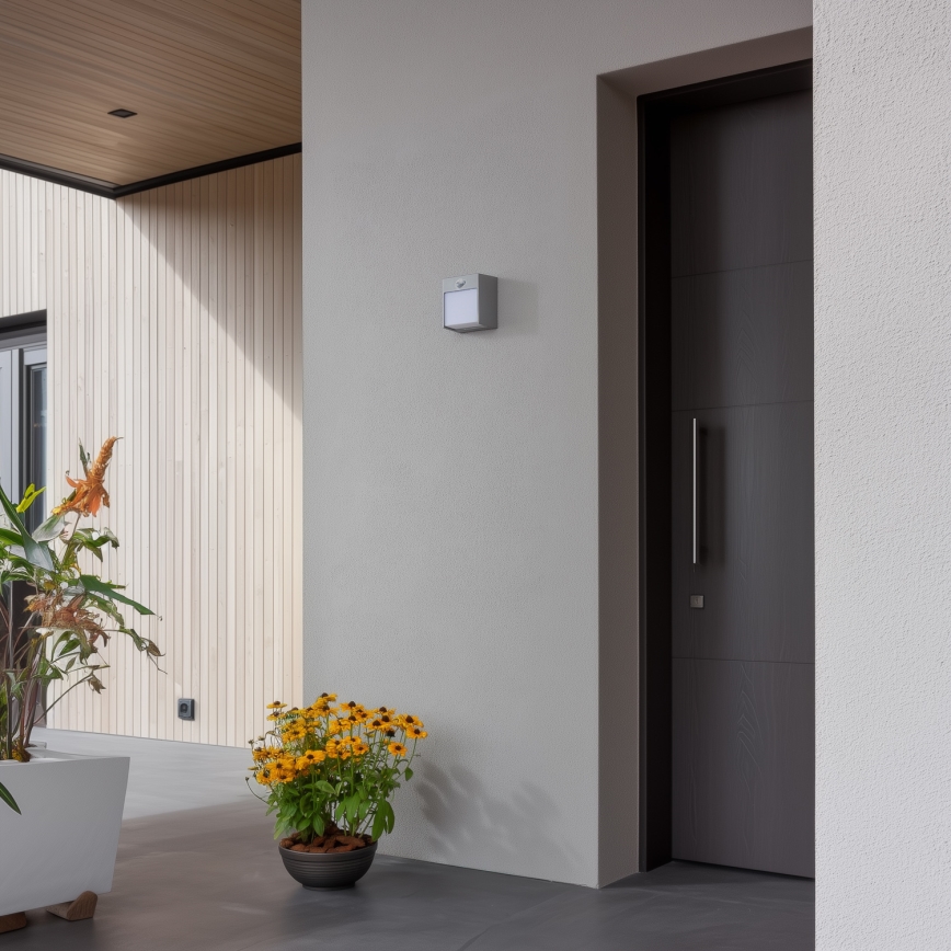 Brilagi - LED Buitenwandlamp met sensor TERNI LED/12W/230V grijs IP44