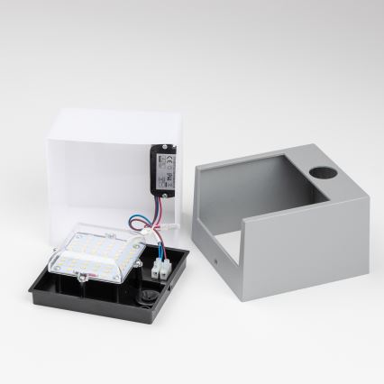 Brilagi - LED Buitenwandlamp met sensor TERNI LED/12W/230V grijs IP44