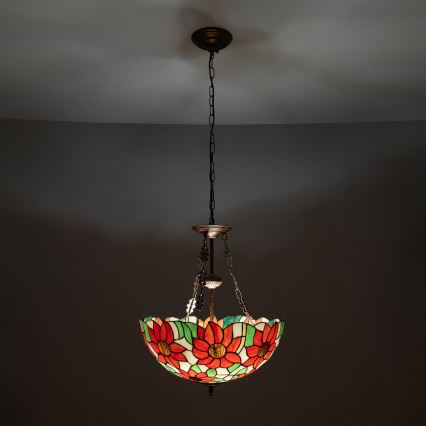 Brilagi - Tiffany-glas hanglamp aan een ketting SUNFLOWER 3×E27/60W/230V Ø 50 cm