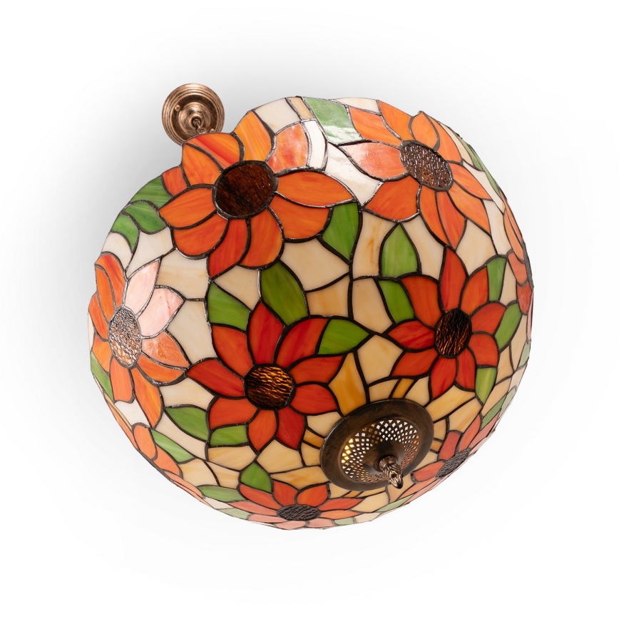 Brilagi - Tiffany-glas hanglamp aan een ketting SUNFLOWER 3×E27/60W/230V Ø 50 cm