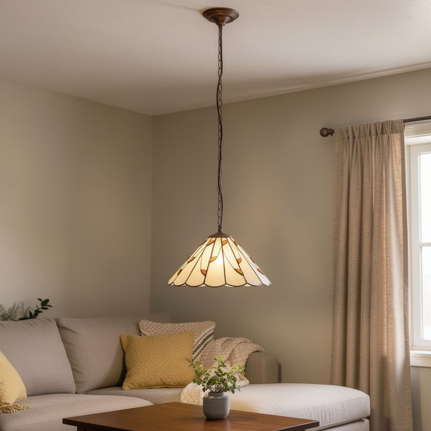 Brilagi - Tiffany glas-in-lood hanglamp aan ketting FOLIA 1xE27/60W/230V Ø 40 cm