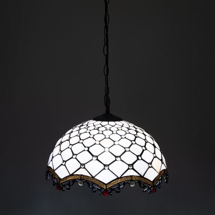 Brilagi - Tiffany glas-in-lood hanglamp aan ketting Ivoor 1xE27/60W/230V Ø 40 cm