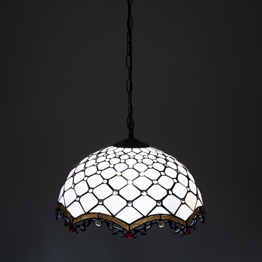 Brilagi - Tiffany glas-in-lood hanglamp aan ketting Ivoor 1xE27/60W/230V Ø 40 cm