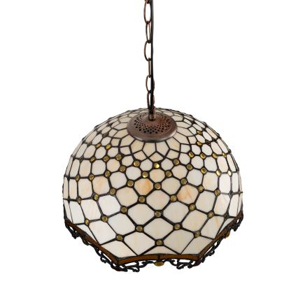 Brilagi - Tiffany glas-in-lood hanglamp aan ketting Ivoor 1xE27/60W/230V Ø 40 cm