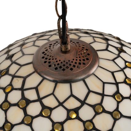 Brilagi - Tiffany glas-in-lood hanglamp aan ketting Ivoor 1xE27/60W/230V Ø 40 cm