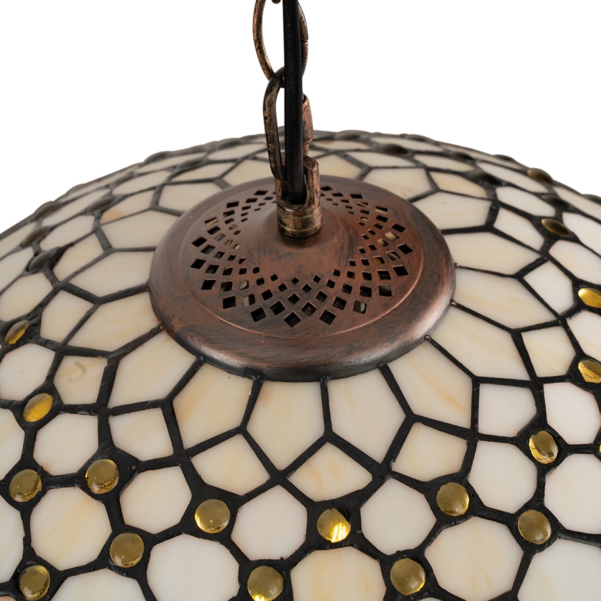 Brilagi - Tiffany glas-in-lood hanglamp aan ketting Ivoor 1xE27/60W/230V Ø 40 cm