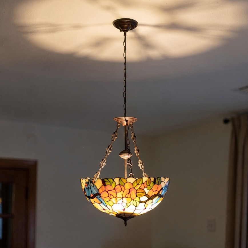 Brilagi - Tiffany glas-in-lood hanglamp aan ketting JUNGLE 3xE27/60W/230V Ø 50 cm