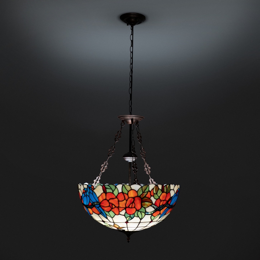 Brilagi - Tiffany glas-in-lood hanglamp aan ketting JUNGLE 3xE27/60W/230V Ø 50 cm