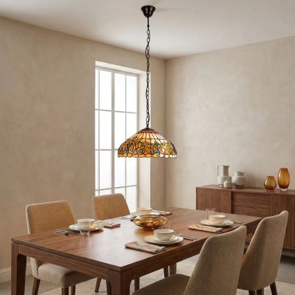 Brilagi - Tiffany glas-in-lood hanglamp aan ketting LUISA 2xE27/60W/230V
