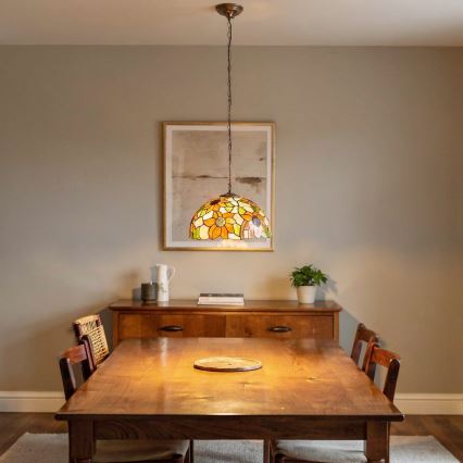 Brilagi - Tiffany glas-in-lood hanglamp aan ketting SUNFLOWER 1xE27/60W/230V Ø 40 cm