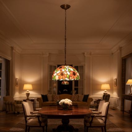 Brilagi - Tiffany glas-in-lood hanglamp aan ketting SUNFLOWER 1xE27/60W/230V Ø 40 cm