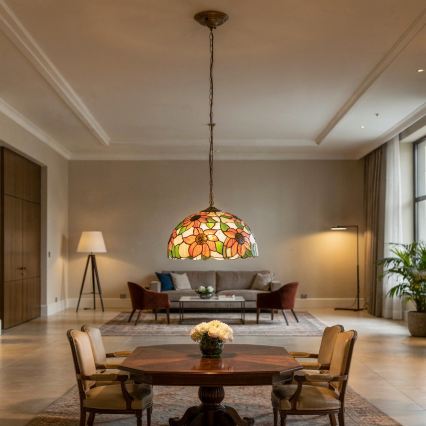 Brilagi - Tiffany glas-in-lood hanglamp aan ketting SUNFLOWER 1xE27/60W/230V Ø 40 cm