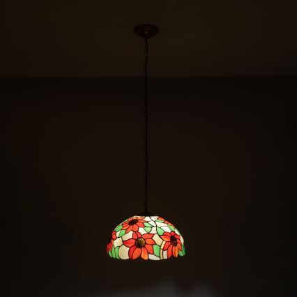Brilagi - Tiffany glas-in-lood hanglamp aan ketting SUNFLOWER 1xE27/60W/230V Ø 40 cm