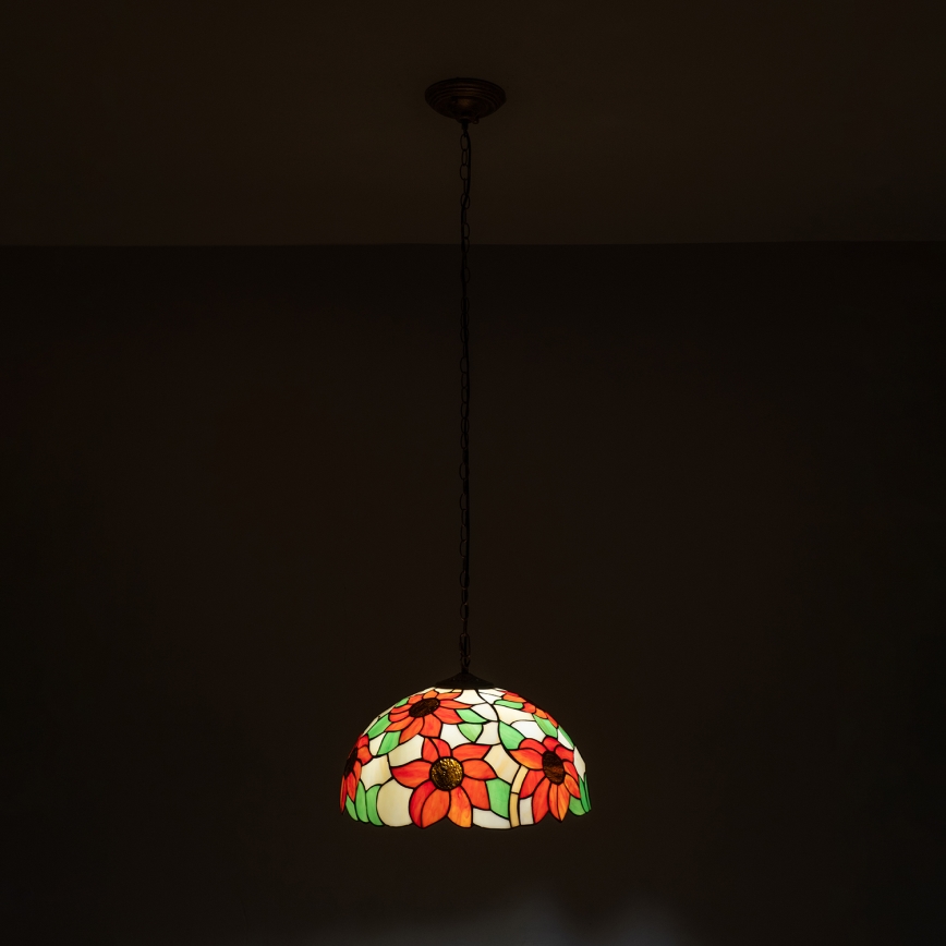 Brilagi - Tiffany glas-in-lood hanglamp aan ketting SUNFLOWER 1xE27/60W/230V Ø 40 cm