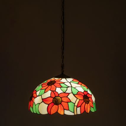 Brilagi - Tiffany glas-in-lood hanglamp aan ketting SUNFLOWER 1xE27/60W/230V Ø 40 cm