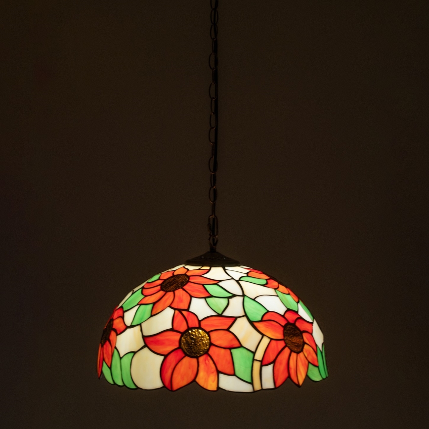 Brilagi - Tiffany glas-in-lood hanglamp aan ketting SUNFLOWER 1xE27/60W/230V Ø 40 cm