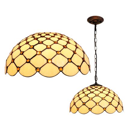 BRILAGI - Tiffany glas-in-lood kroonluchter met ketting IVORY SMOOTH 1xE27/60W/230V Ø 40 cm