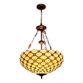 BRILAGI - Tiffany glas-in-lood kroonluchter aan ketting IVORY SMOOTH 3xE27/60W/230V Ø 50 cm