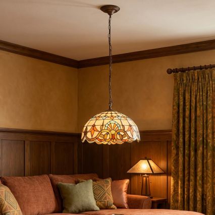 Brilagi - Tiffany glas-in-lood kroonluchter aan ketting MIRABELLA 1xE27/60W/230V Ø 40 cm